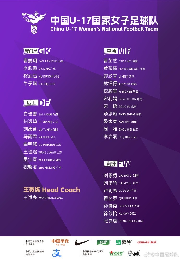 U17女足30人将在苏州集训备战世界杯，姜宁、朱挺担任训练员